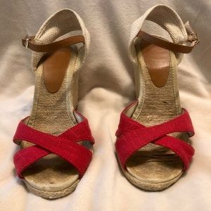 BCBGeneration Espadrille wedge sandal in red